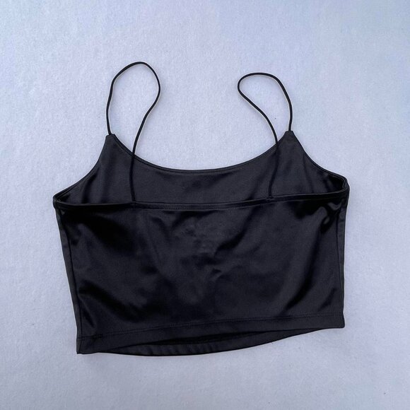 Aeropostale Seriously Soft Black Satin Bungee Cami Size M Goth Alternative Basic - Picture 2 of 6